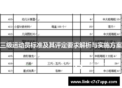 三级运动员标准及其评定要求解析与实施方案